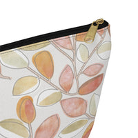 Cherry Plum Leaves Accessory Pouch w T-bottom in Coral